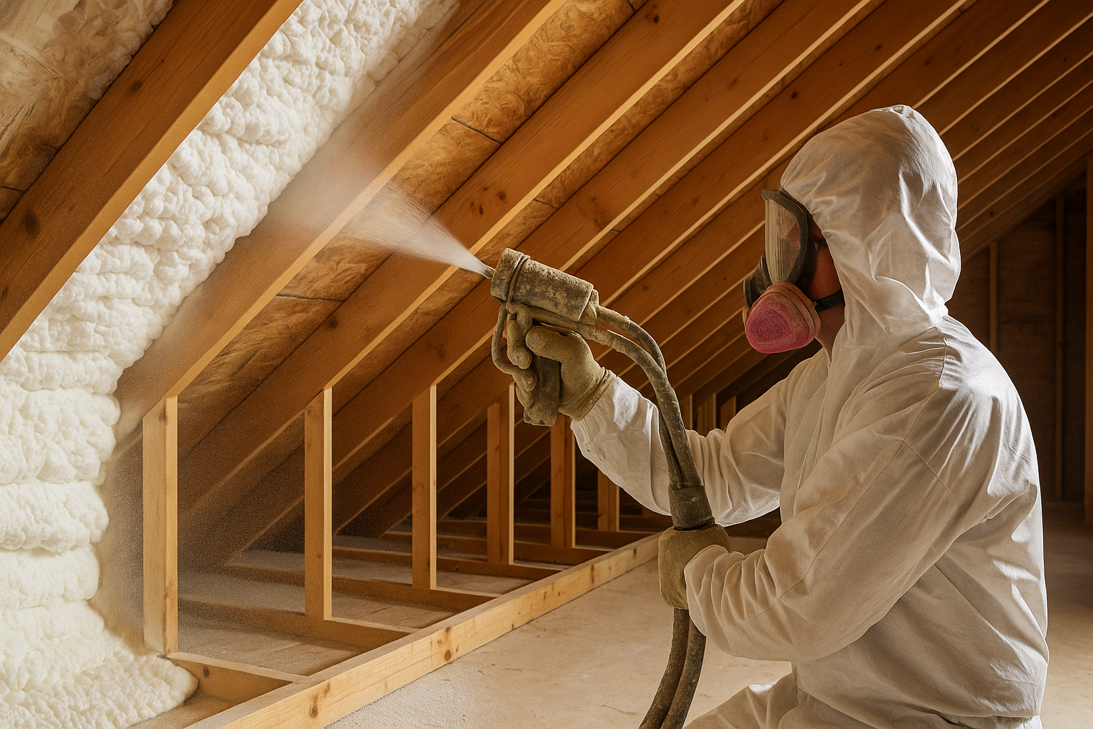 pray foam Attic Insulation Fontana application on rafters